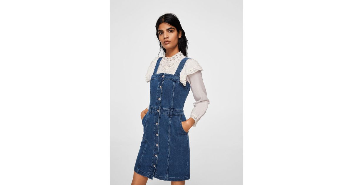 dark blue denim pinafore dress