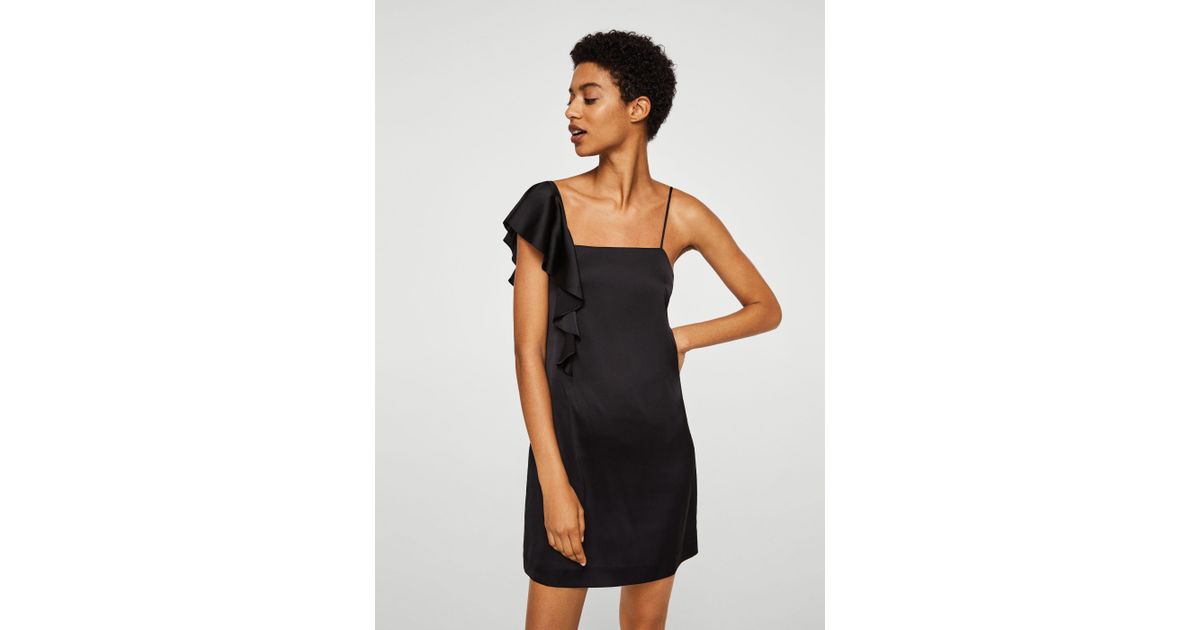 mango black satin dress