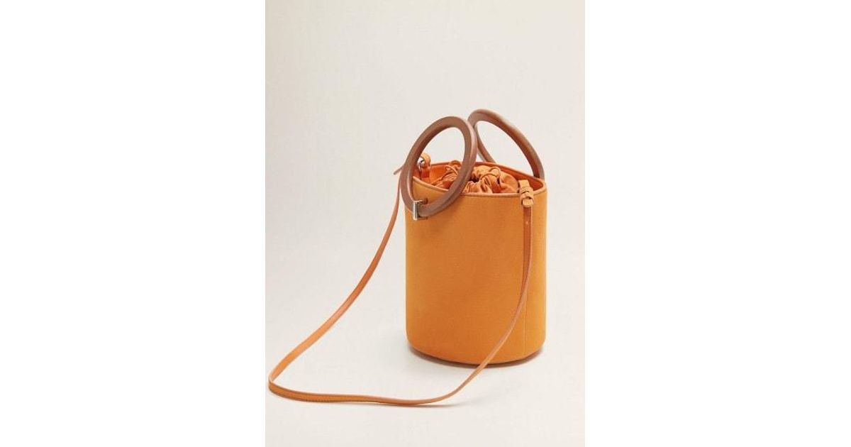 mango leather bucket bag