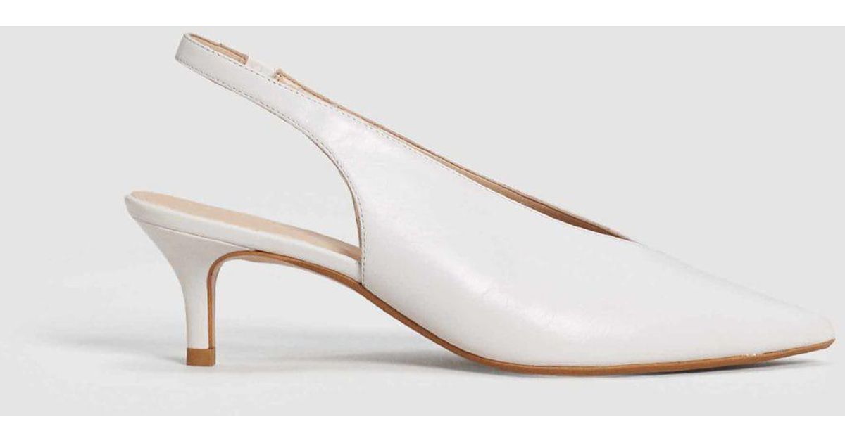 Mango Slingback Leather Shoes in White 