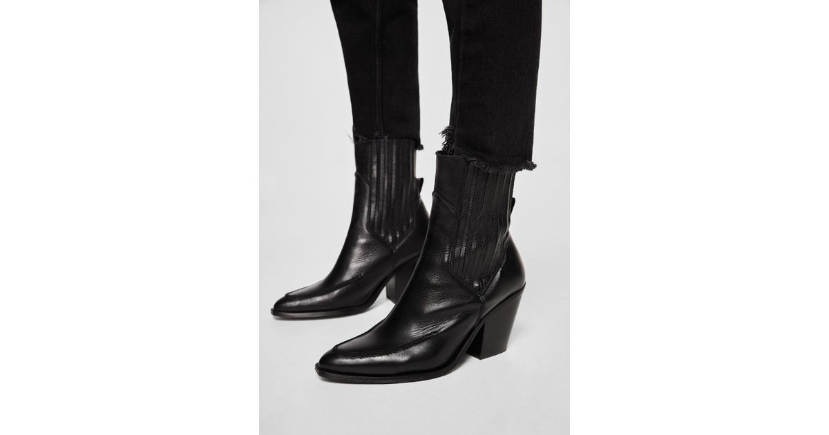 leather cowboy ankle boots mango