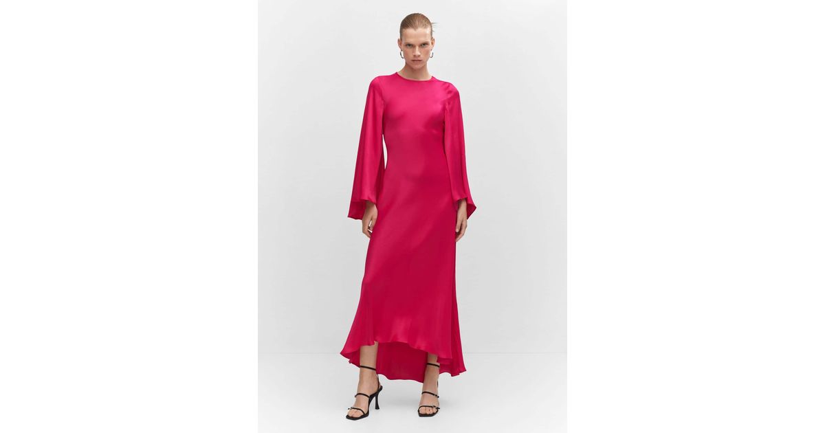 Mango Flaredsleeve Satin Dress Lyst UK