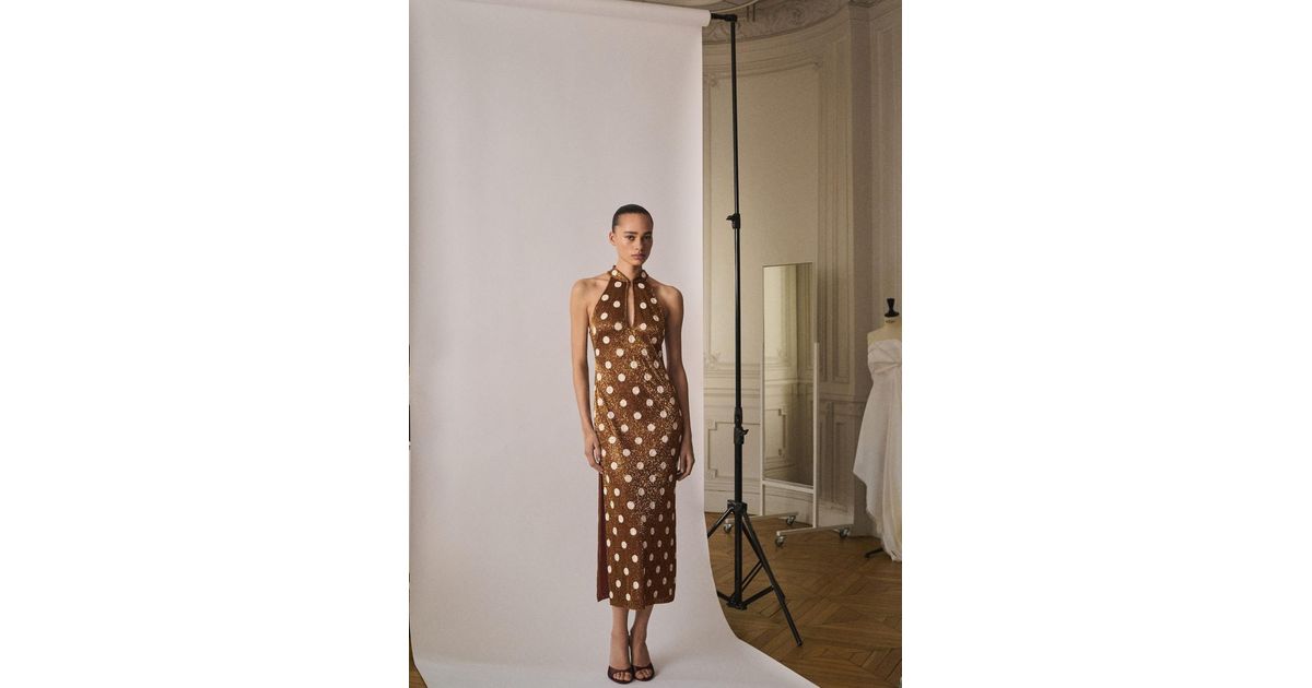mango metallic polka dot dress Mango Flared Sleeve Polka-dot Dress