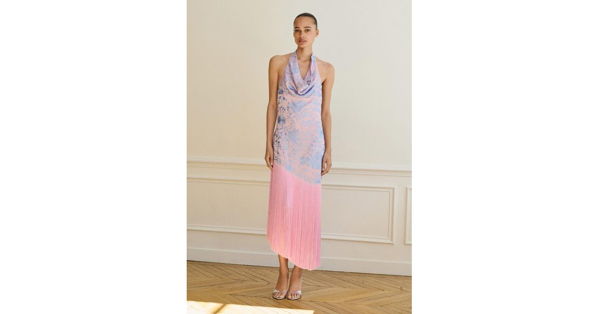asymmetrical dress with embroidered fringes Mango - Asymmetrical dress with embroidered fringes