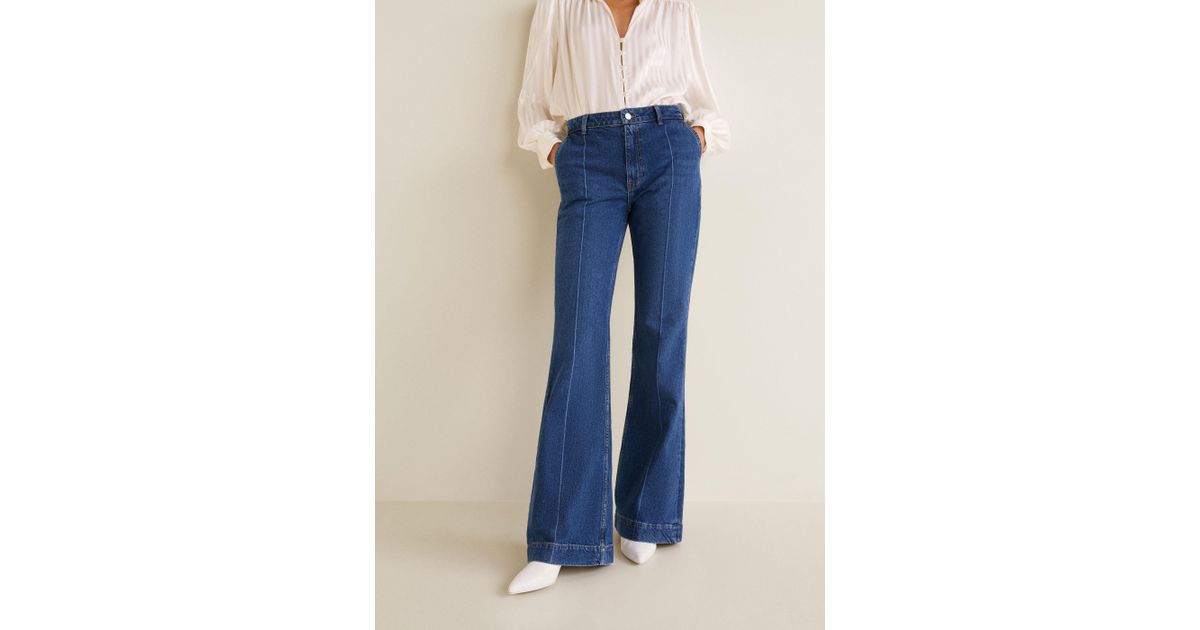 mango decorative seam flared jeans