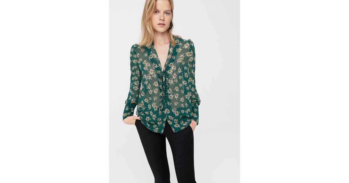 Mango Synthetic Floral Print Blouse in Dark Green (Green) Lyst
