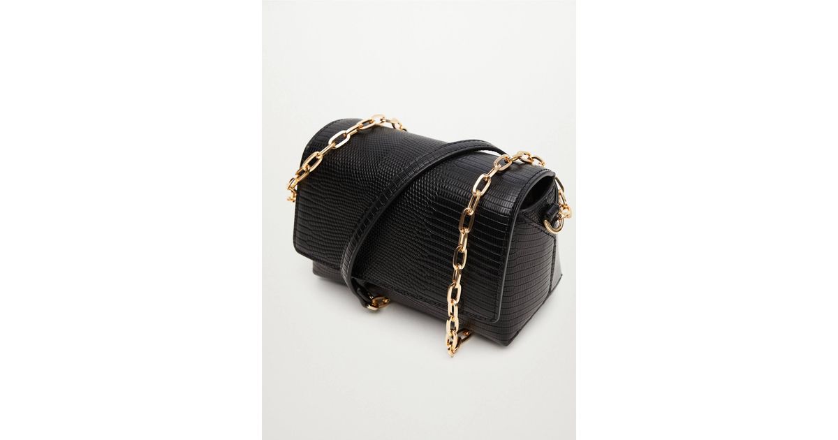 Mango Crossbody Bag With Chain in Black Lyst