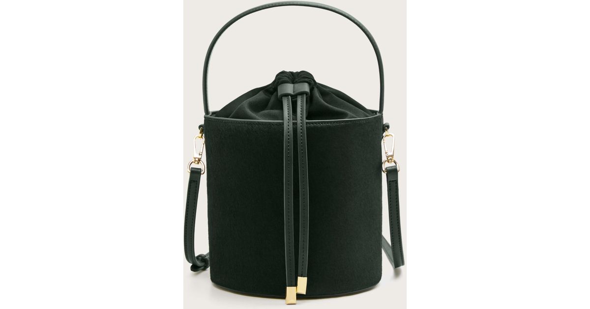mango leather bucket bag