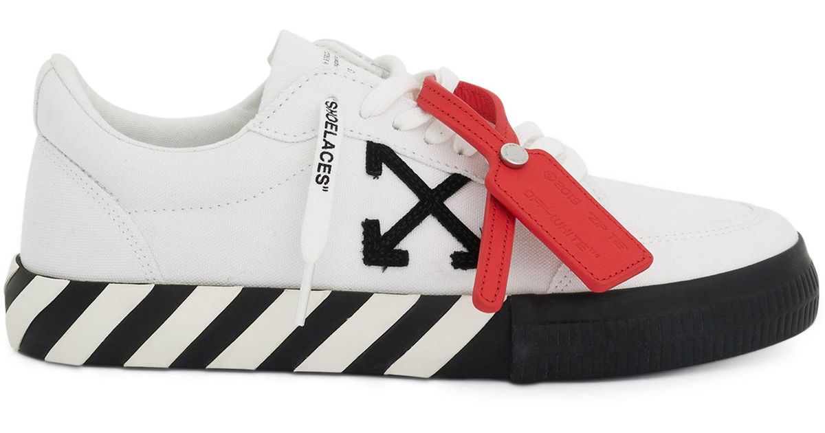 Off-White c/o Virgil Abloh Red Low Vulcanized Canvas Sneakers In White &  Black for men