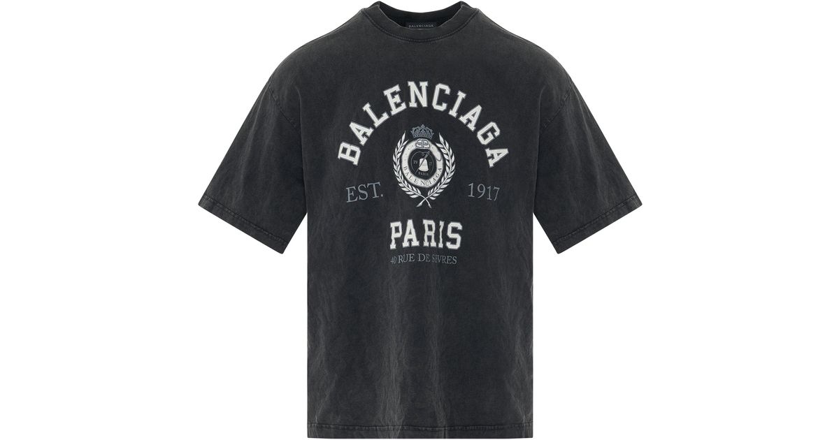 Balenciaga Cotton College 1917 Vintage Jersey Tshirt In Black for Men