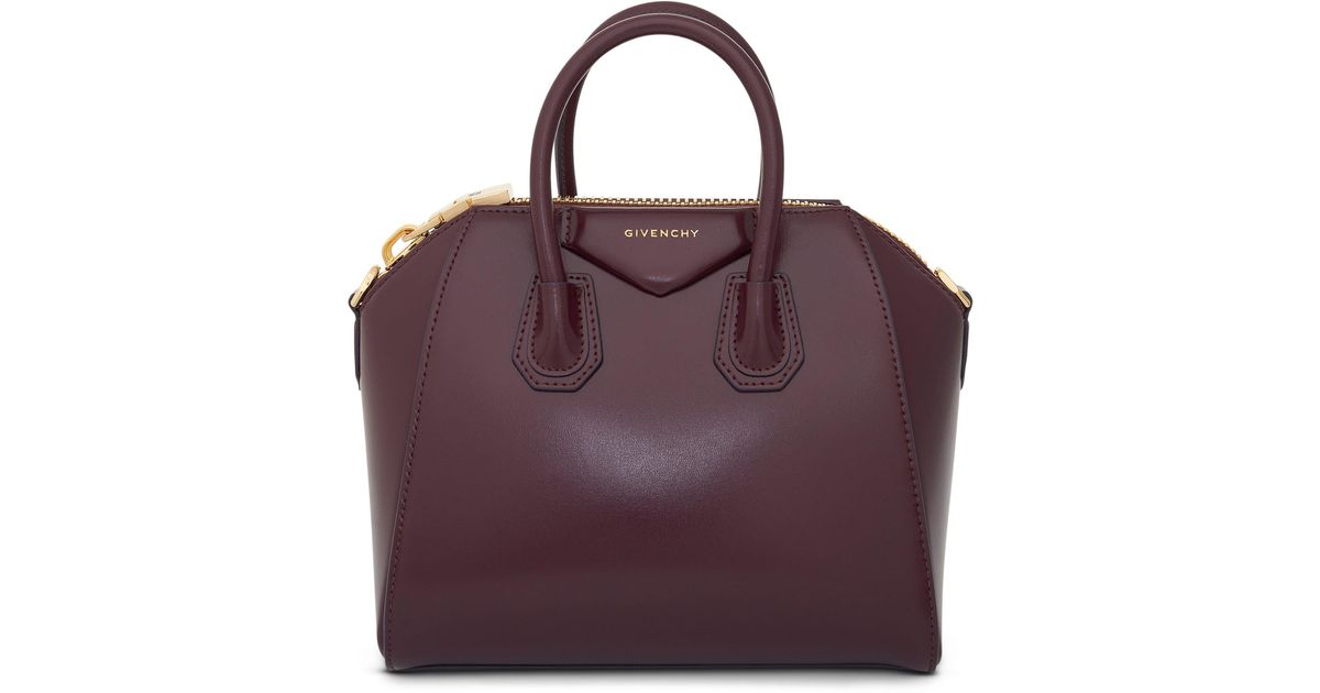 Givenchy Mini Antigona Bag In Box Leather With Ghw In Oxblood Red in ...