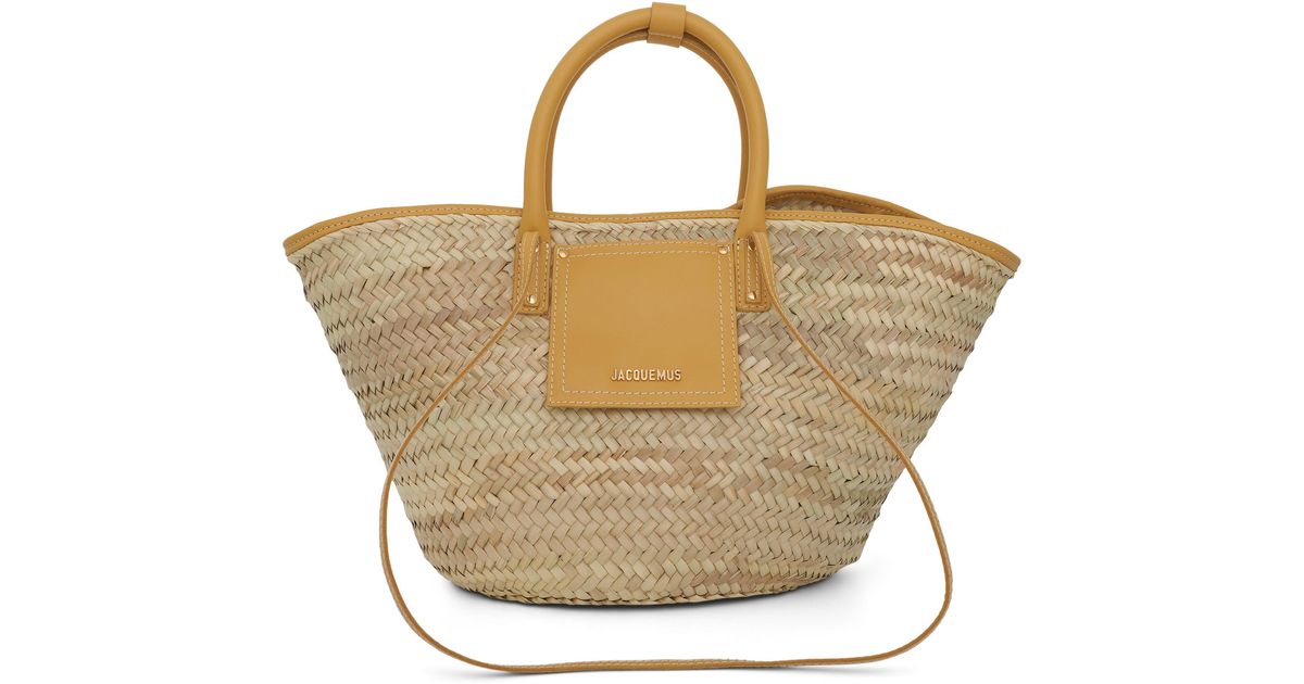 Jacquemus Le Panier Soleil Straw & Leather Bag In Dark Yellow in ...
