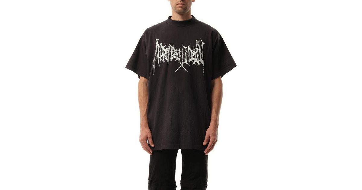 【BALENCIAGA】Oversized Short Sleeve T Shirt Washed Black BALENCIAGA: Oversized T-Shirt (Washed Black/Anthr) | DSMG E-SHOP