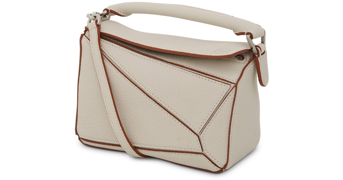 Loewe Mini Puzzle Bag In Soft Grained Calfskin In Soft White Lyst UK