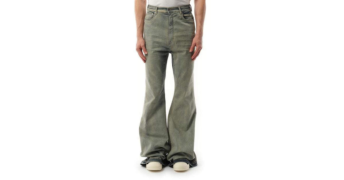 Rick Owens Bolan Bootcut Denim Pants, , 100% Cotton in Green Rick Owens Bolan Bootcut Denim Pants, , 100% Cotton in Green