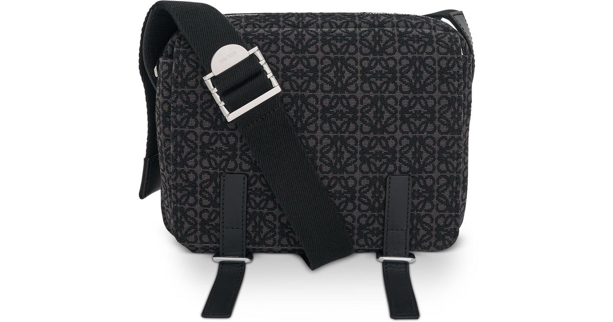 Loewe Leather Xs Military Messenger Bag In Anagram Jacquard And