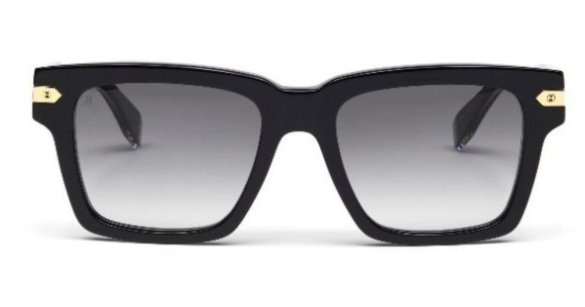 Hublot Black Square Acetate Sunglasses With Flash Gold Lens | Lyst