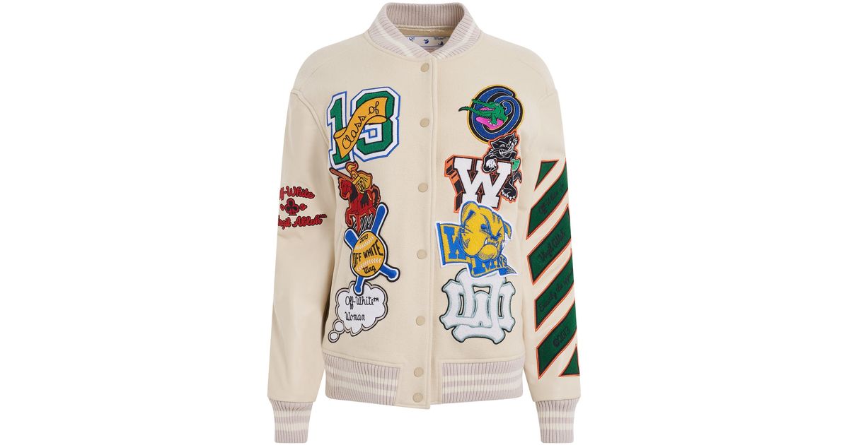 Shop Off-White Letter Patch Varsity Jacket