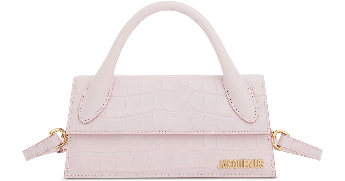 Jacquemus Le Chiquito Long Croc Embossed Leather Bag In Pale Pink Lyst