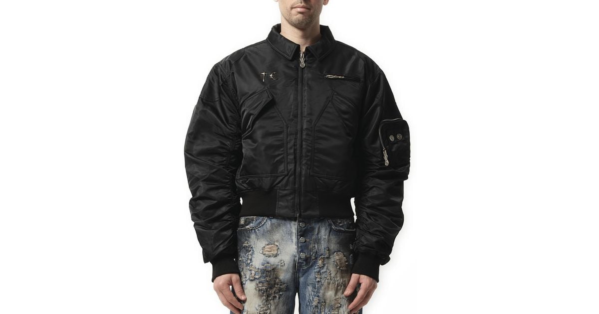 THUG CLUB A Wingless Bird Bomber Jacket, 100% Nylon in Black for