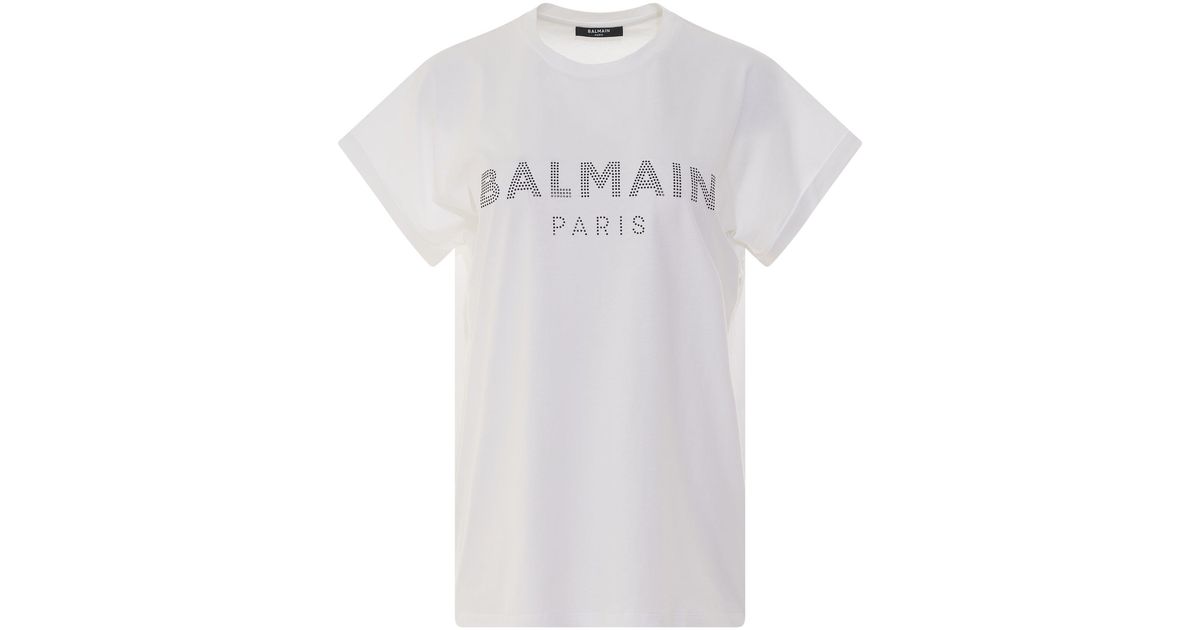 White balmain t shirt best sale