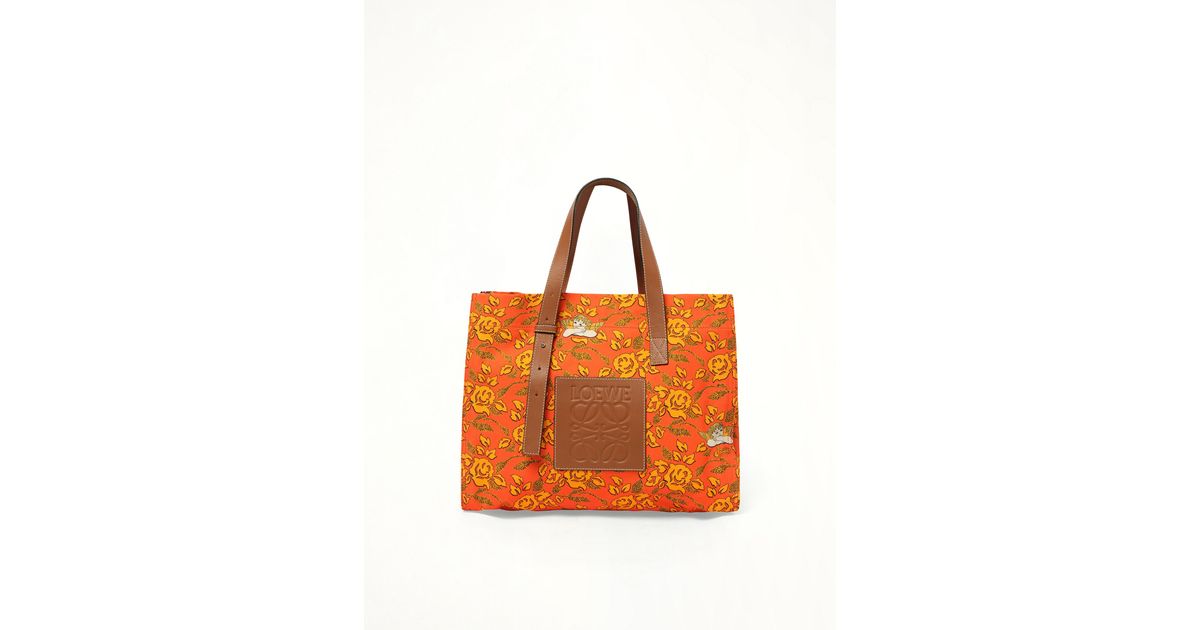 トートバッグ LOEWE  Loewe x Paula Print Tote in Orange Loewe X Paula Print Tote, 100% Leather in Orange | Lyst
