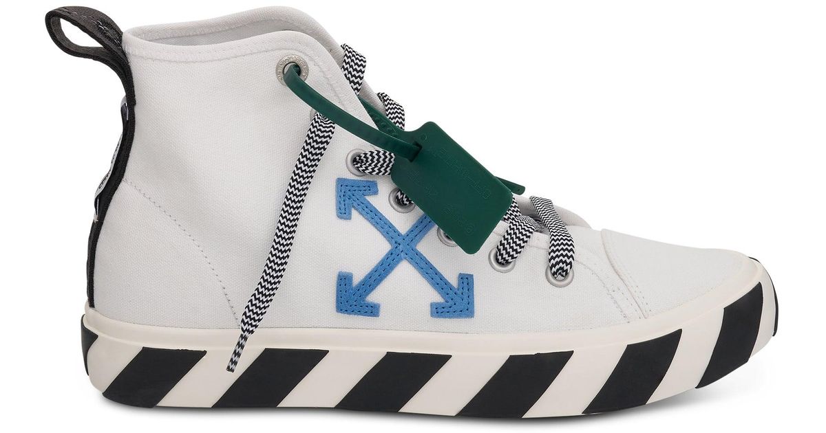 Off-White c/o Virgil Abloh Mid Top Vulcanized Canvas Sneakers In White ...