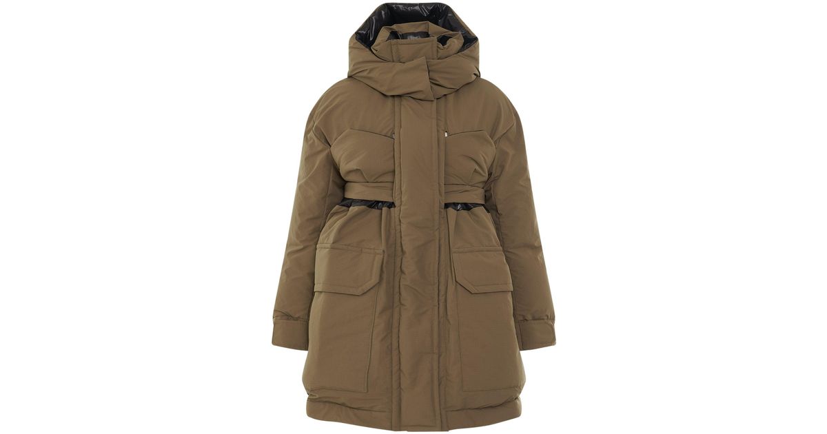 Sacai Padded Jacket With Hood In Beige in Brown | Lyst