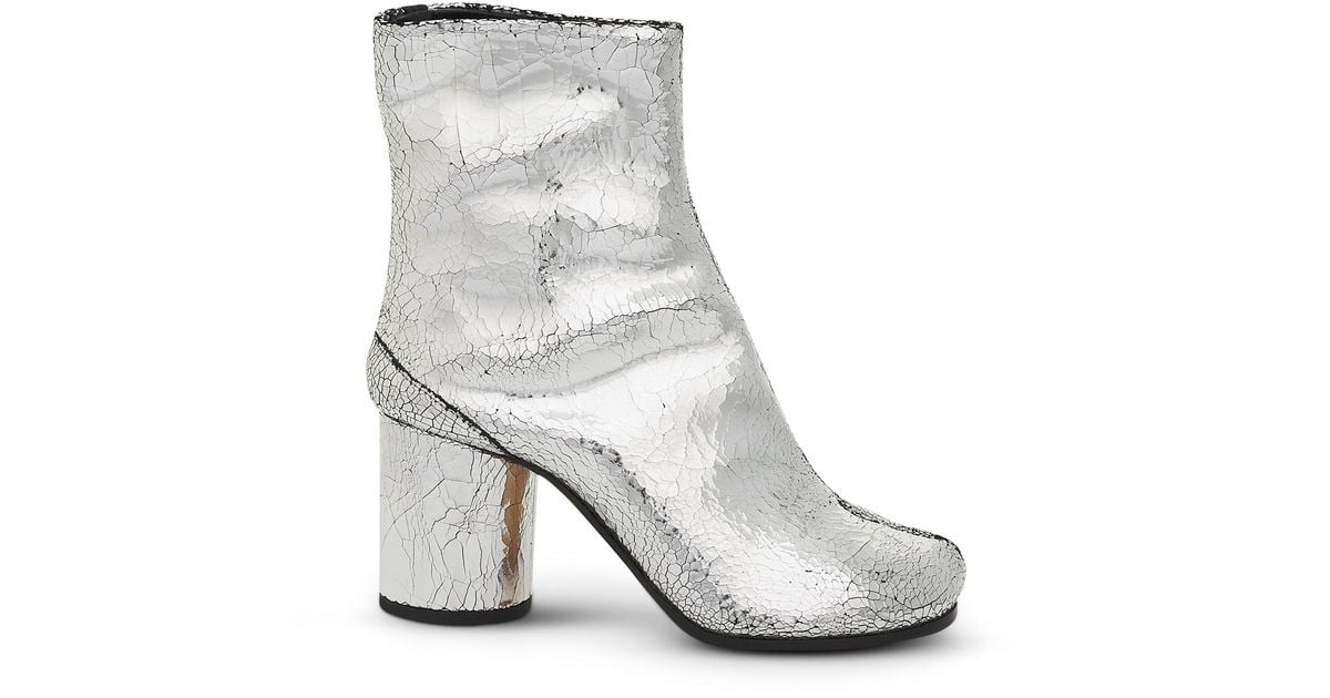 Maison Margiela Tabi Mirror Ankle Boots 8cm In Silver in Metallic | Lyst