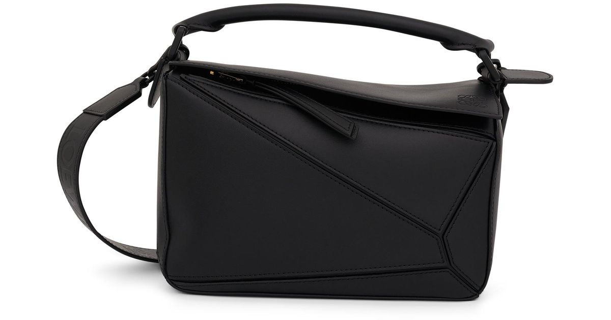 Loewe Small Puzzle Bag In Satin Calfskin In Black | Lyst