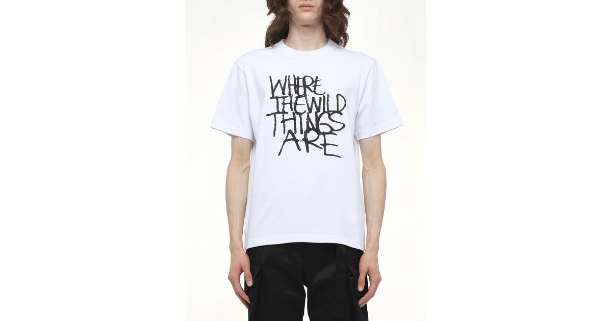 Sacai Where The Wild Things Are Logo T-Shirt in White for Men