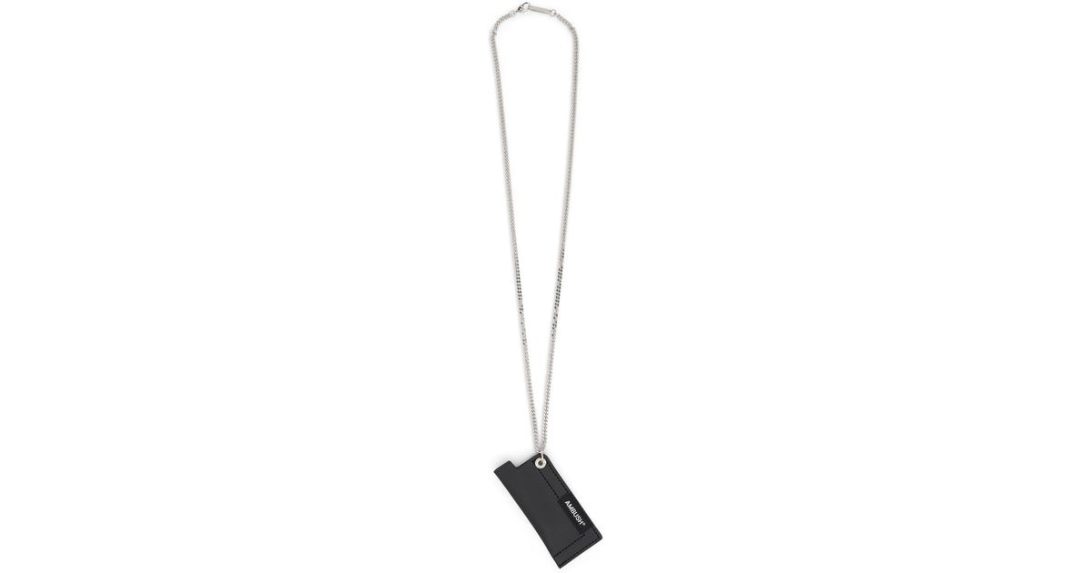 Ambush Leather Lighter Case Necklace In Black Silver in Metallic for ...