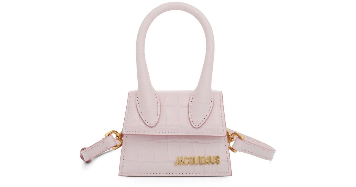 Jacquemus Le Chiquito Mini Croc Embossed Leather Bag In Pale Pink | Lyst