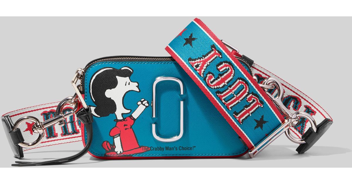 Marc Jacobs Leather Snapshot Peanuts Americana Bag in Blue/White/Red