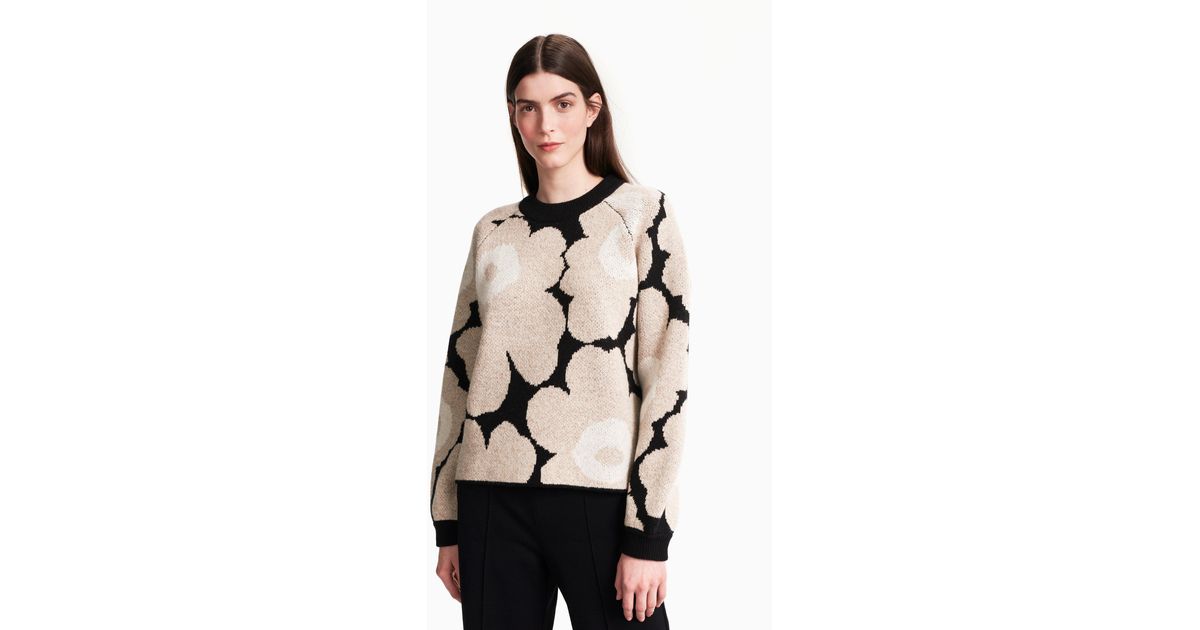 Marimekko Wool Suopea Unikko Knitted Pullover In Black Beige White Black Lyst Marimekko Wool Suopea Unikko Knitted Pullover In Black Beige White Black Lyst