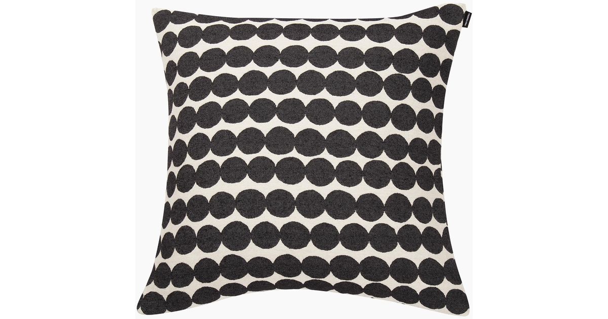 Marimekko Cotton Rasymatto Cushion Cover In White Black Black Lyst