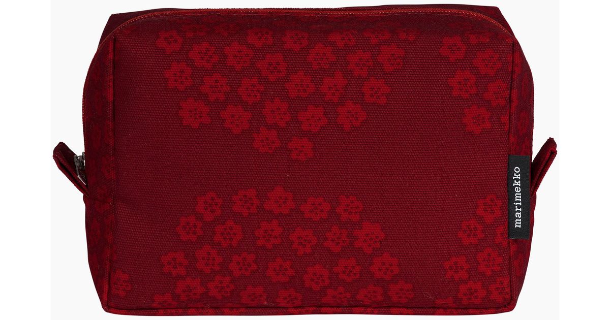 Marimekko Cotton Vilja Puketti Cosmetic Bag In Dark Red Red Pink Red Lyst Marimekko Cotton Vilja Puketti Cosmetic Bag In Dark Red Red Pink Red Lyst