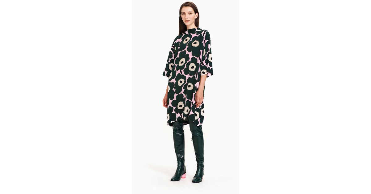 Marimekko Synthetic Vihjaus Unikko Dress In Black Dark Green Pink Green Lyst Marimekko Synthetic Vihjaus Unikko Dress In Black Dark Green Pink Green Lyst
