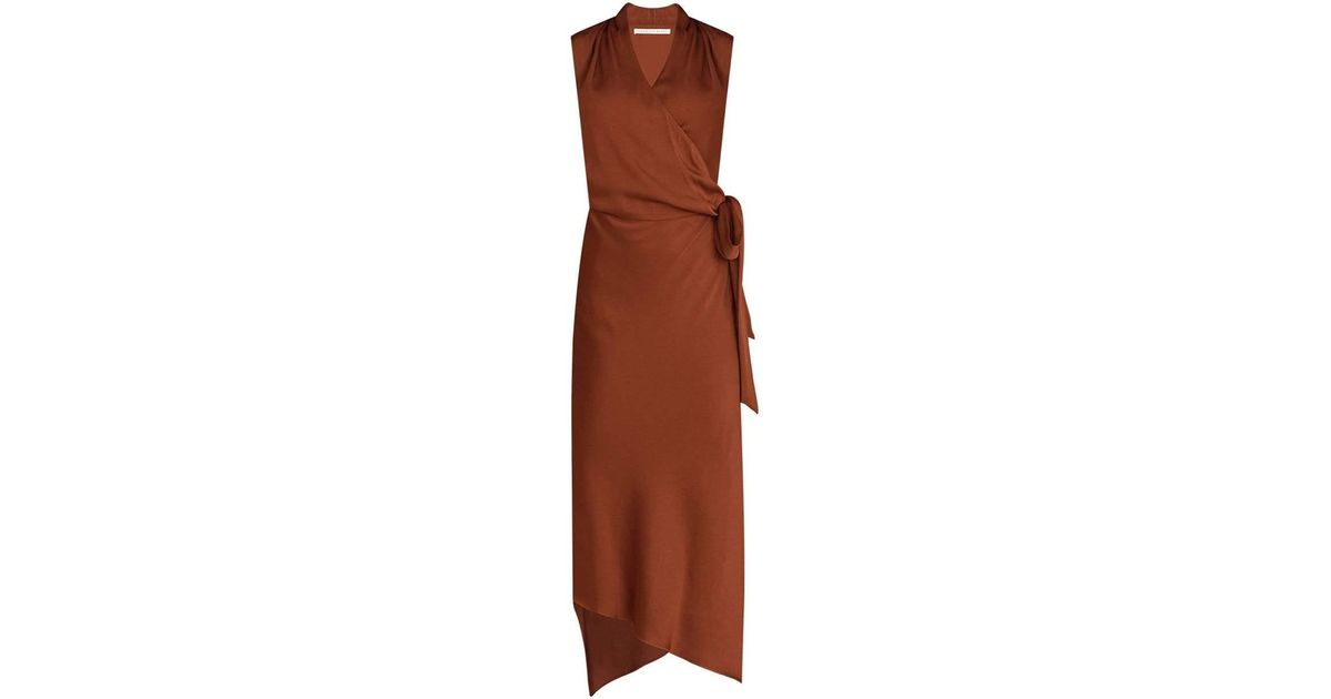 Veronica Beard Synthetic Briony Wrap Midi Dress in Clay (Brown) | Lyst  Canada