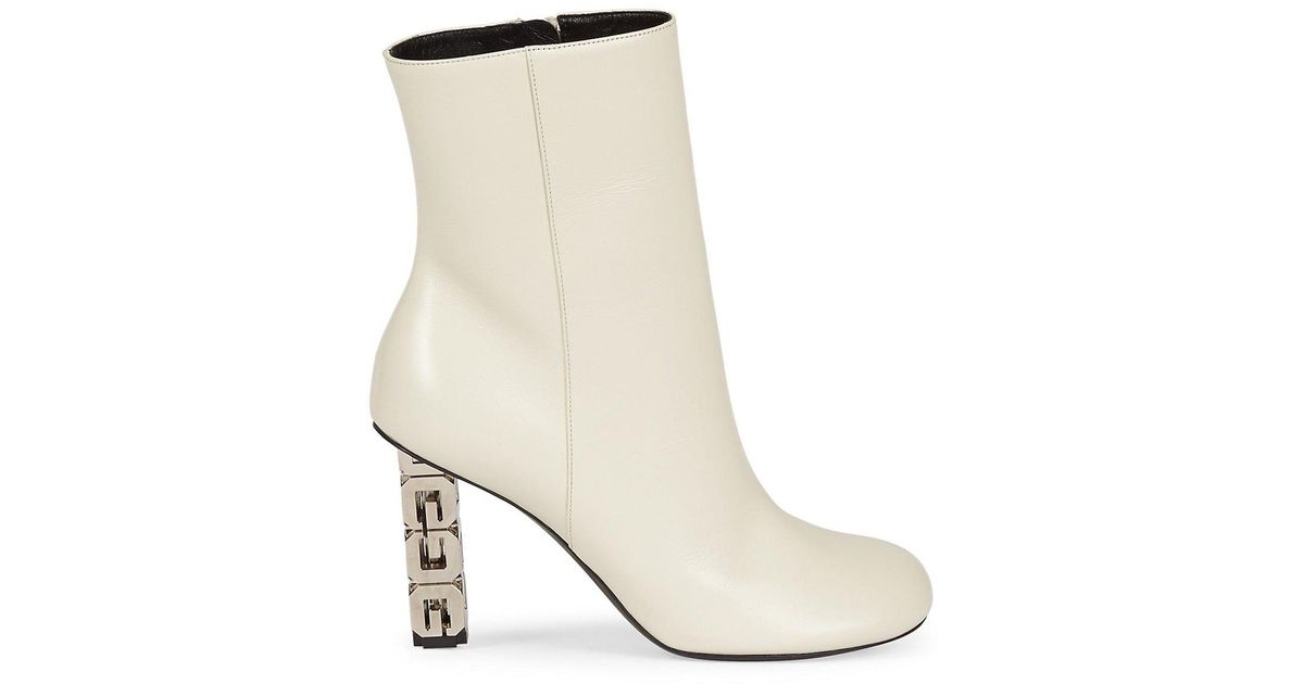 Givenchy Gcube Leather Ankle Boots in Ivory (White) - Save 26% | Lyst