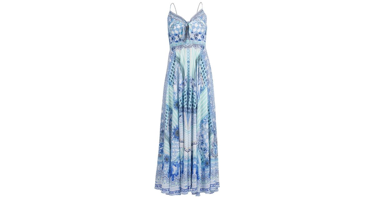Camilla Silk Tie Front Maxi Dress in 