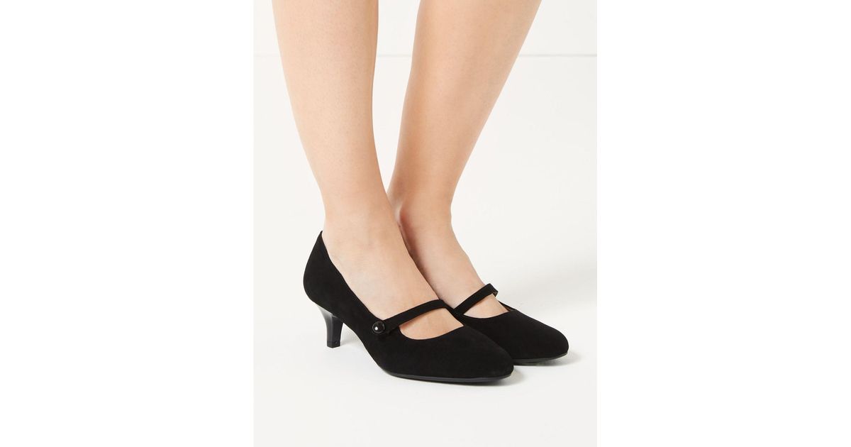 Marks & Spencer Wide Fit Suede Kitten Heel Court Shoes ...