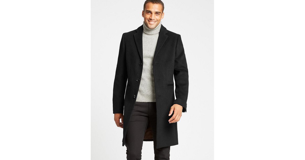 Marks & Spencer Wool Blend Revere Coat in Camel (Black ...