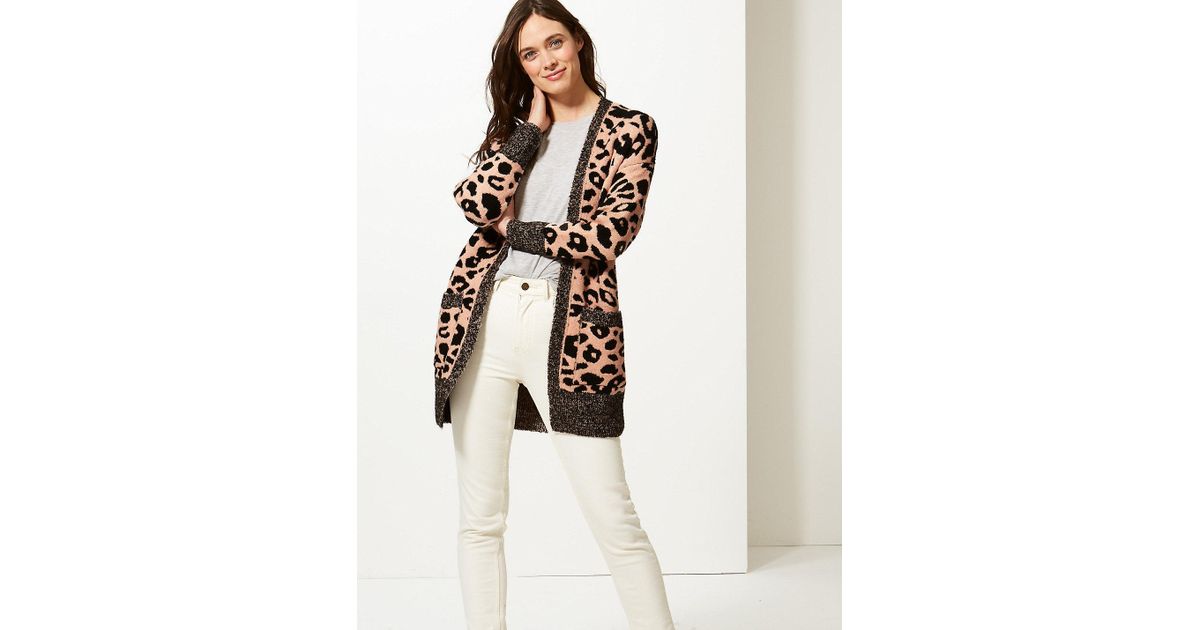 longline animal print cardigan