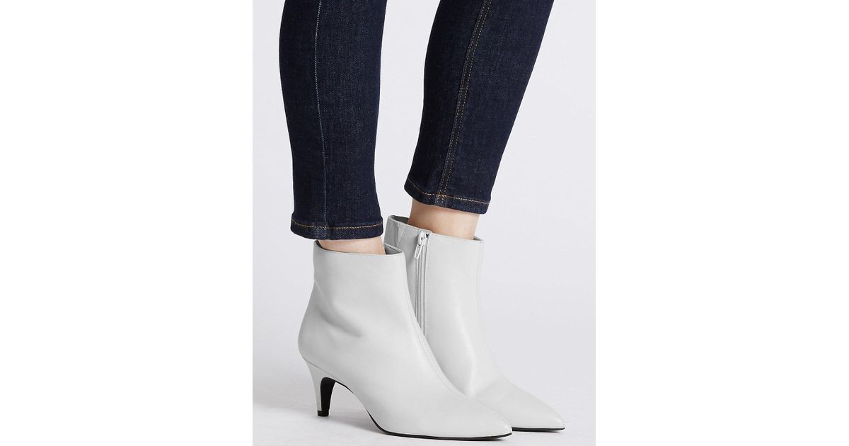 marks and spencer white ankle boots