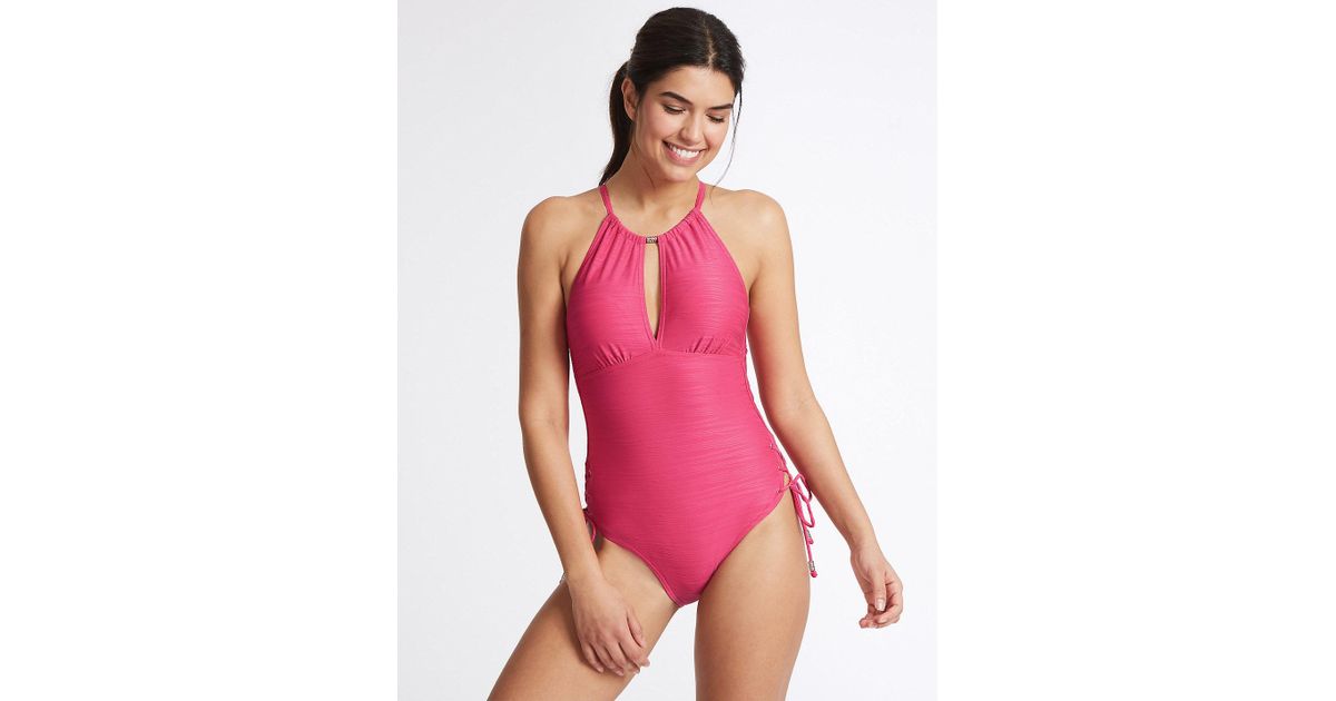 high neck padded swimsuit