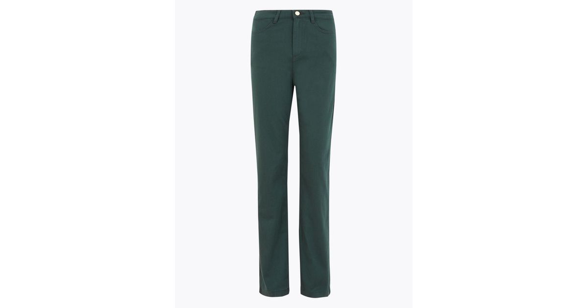 sateen roma rise straight leg jeans
