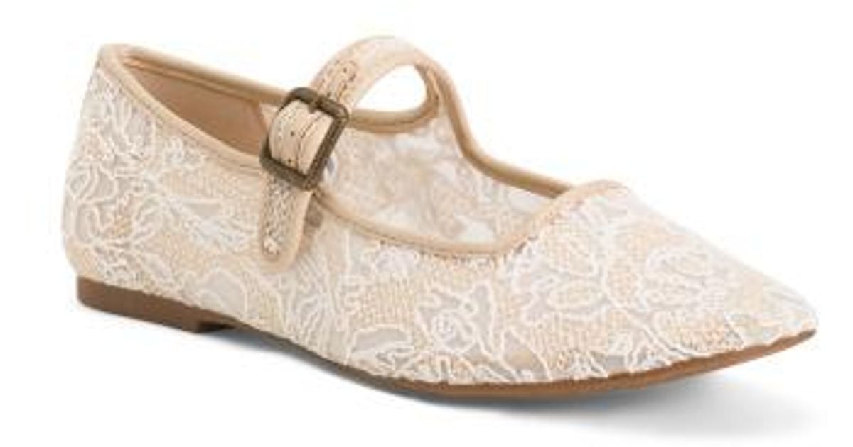 Marshalls Tannyr Burnout Lace Mary Jane Ballet Flats For in White | Lyst