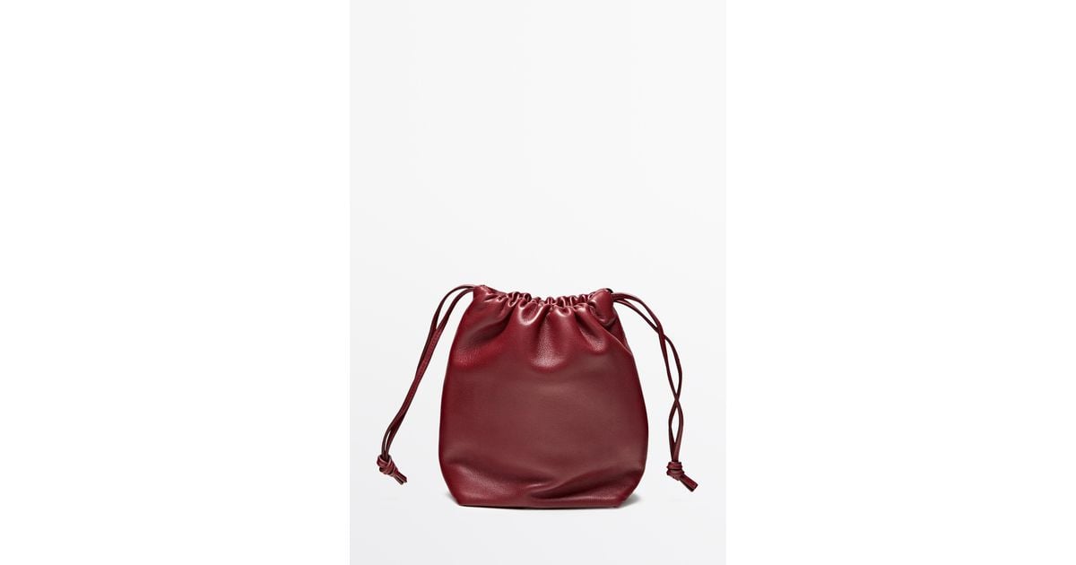 MASSIMO DUTTI Nappa Leather Bucket Bag in Red | Lyst UK