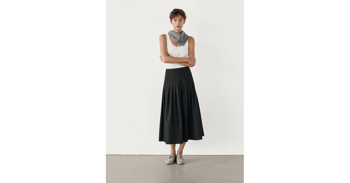 massimo-dutti-black-Falda-Midi massimo-dutti-black-Falda-Midi